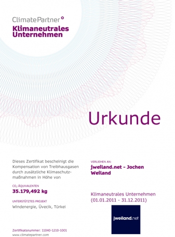 jweiland.net wurde als Klimaneutrales Unternehmen zertifiziert
