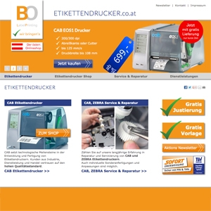 Der neue Etikettendrucker-Shop BO Label Printing mit einer großen Auswahl hochwertiger Etikettendruc