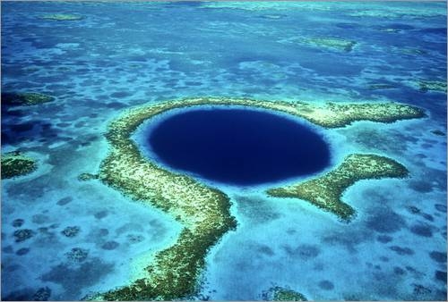 aerial view of blue hole aerial view of blue hole