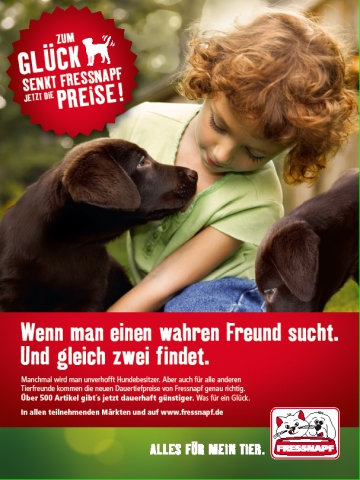 Mit emotionalen Motiven für die neue Dauertiefpreis-Strategie unterstreicht Fressnapf den Anspruch u