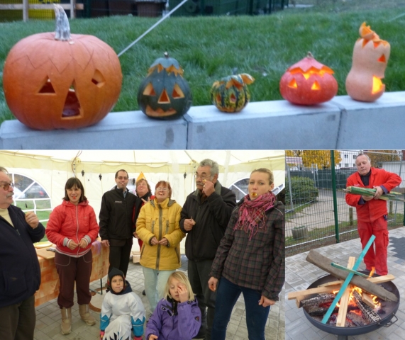 Die Mieter der Zingster Straße feierten Halloween mit Kürbissuppe am offenen Feuer