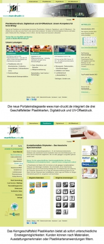 Die neue Portaleinstiegsseite www.man-druckt.de integriert die drei Geschäftsfelder Plastikkarten, D Die neue Portaleinstiegsseite www.man-druckt.de integriert die drei Geschäftsfelder Plastikkarten, D