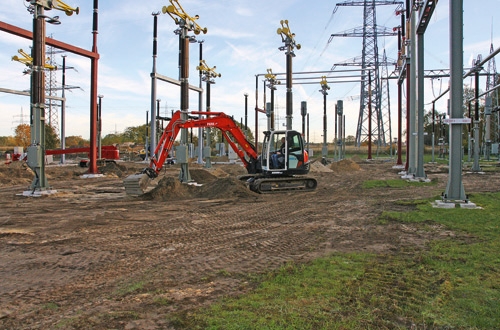Bagger aus dem HKL MIETPARK im Einsatz bei der Erweiterung eines Umspannwerks in Gütersloh. Bagger aus dem HKL MIETPARK im Einsatz bei der Erweiterung eines Umspannwerks in Gütersloh.