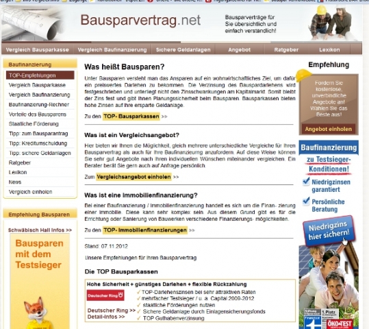 Bausparvertrag.net informiert: Deutscher Ring Bausparkasse im Vergleich Bausparvertrag.net informiert: Deutscher Ring Bausparkasse im Vergleich