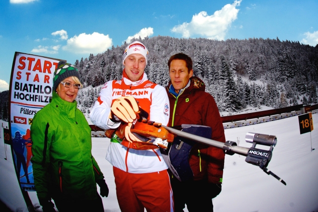 Biathlon-Stars und Nachwuchs-Schützen dürfen in Hochfilzen trainieren.