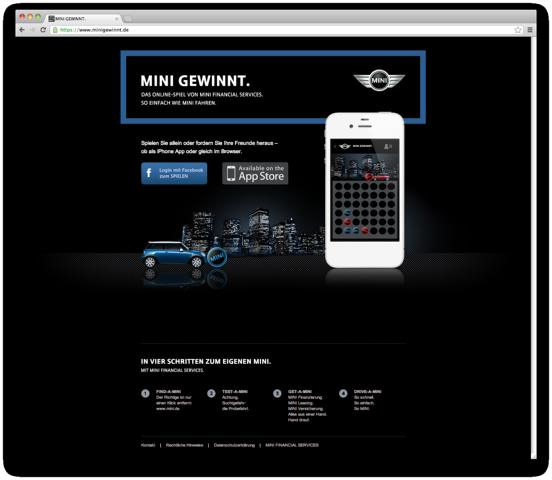 Bildschirmfoto der Website www.minigewinnt.de