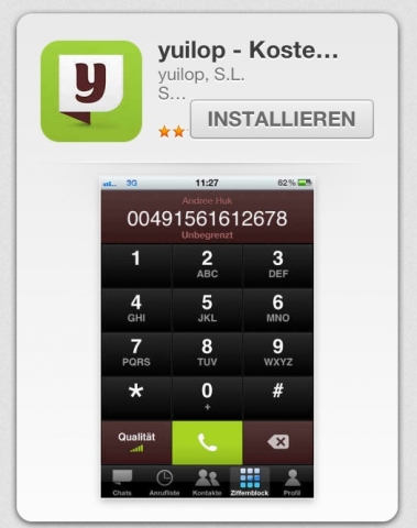 Die neue yuilop Phone-App im App-Store Die neue yuilop Phone-App im App-Store