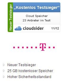 TelekomCloud Testsieger bei cloudsider.com TelekomCloud Testsieger bei cloudsider.com