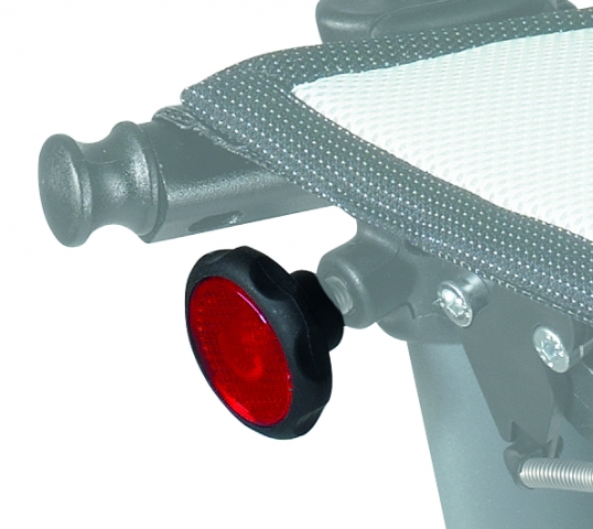 Der rote hintere Reflektor des Rollators TOPRO Troja
