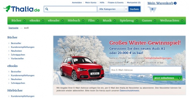 Großes Winter-Gewinnspiel auf www.thalia.de/audi Großes Winter-Gewinnspiel auf www.thalia.de/audi