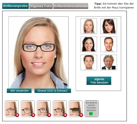 Optolines virtuelles Anprobe-System