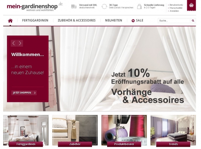 Fertiggardinen, Accessoires und Zubehör - www.mein-gardinenshop.de