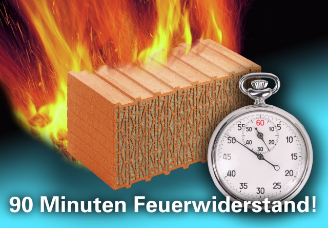Viele Mauerziegel bieten nachweislich mindestens 90 Minuten Feuerwiderstand.