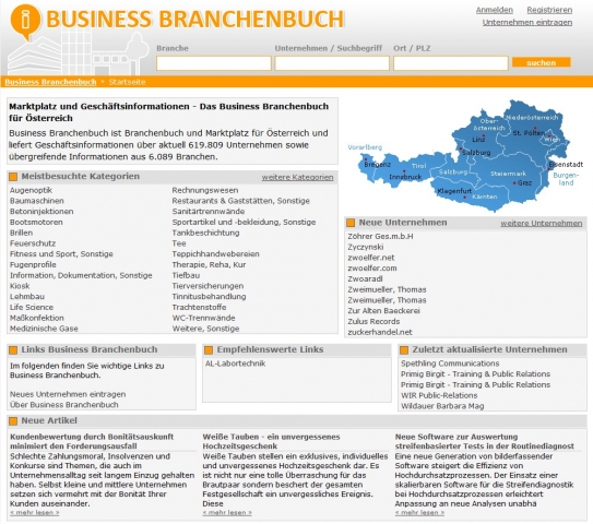 Business-Brachenbuch.at startet inÖsterreich