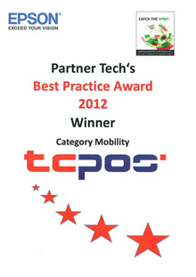 Partner Tech Best Practice Award Urkunde für TCPOS Partner Tech Best Practice Award Urkunde für TCPOS