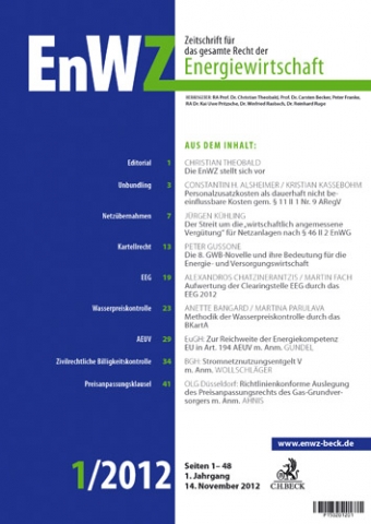 EnWZ - Zeitschrift für das gesamte Recht der Energiewirtschaft EnWZ - Zeitschrift für das gesamte Recht der Energiewirtschaft
