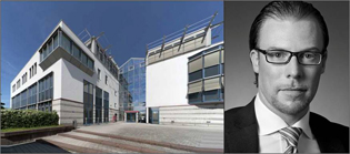 Das moderne Gebäude „In den Schwarzwiesen 9“ in Oberursel; rechts: Daniel Milkus