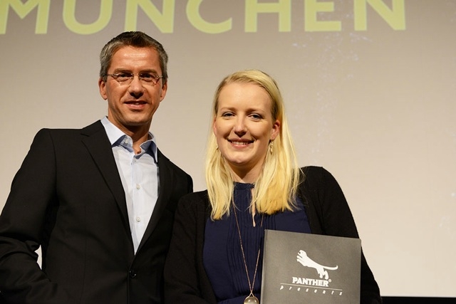Panther Executive President Andy Fitz mit Produzentin Annika Steffens (?Cowboy und Indianer?)