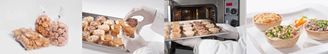 Snacklett als Produkt-Bundle - tiefgekühlte Tabs und Füllett ineinander legen, aufbacken, anrichten 