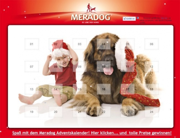 Meradog Online Adventskalender  mit täglich neuenÜberraschungen für alle Hundefreunde.
