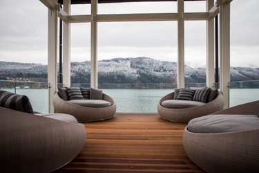 Ausblick aus dem Badehaus an Millstätter See