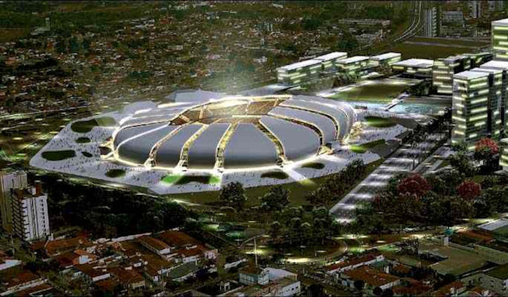 Das neue Arena das Dunas-Stadion in Natal im Model. Foto: Populous Architects