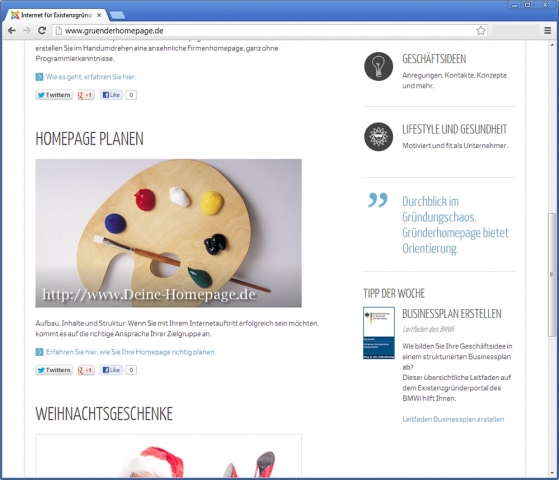 Firmenhomepage erfolgreich planen: Kurzleitfaden auf gruenderhomepage.de gibt Hilfestellung.