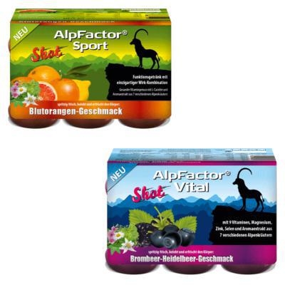 AlpFactor 6-Packs: AlpFactor Vital und AlpFactor Sport shots AlpFactor 6-Packs: AlpFactor Vital und AlpFactor Sport shots