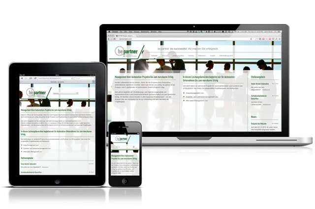 Agentur Junges Blut: Konzept, Design, Text, Responsive Design und Programmierung für die bepartner G