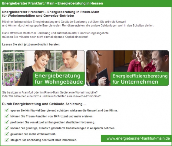 Informationen zur Energieberatung und ein Angebot zum Erstgespräch mit einem Energieberater finden I