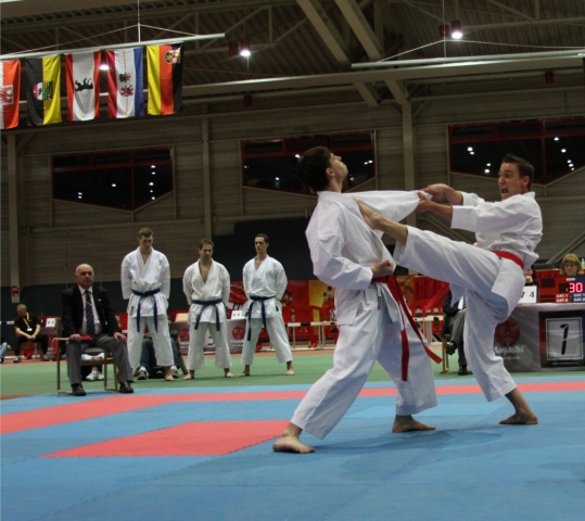 Konzentriert, stark, konsequent: Karateka Alexander Piel (rechts) lässt sich weder von seinen Gegner Konzentriert, stark, konsequent: Karateka Alexander Piel (rechts) lässt sich weder von seinen Gegner