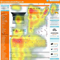 Heatmap als Ergebnis des Eyetracking beim Usability-Test von notebooksbilliger.de Heatmap als Ergebnis des Eyetracking beim Usability-Test von notebooksbilliger.de