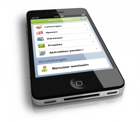 Vertec zeigt auf der CeBIT u.a. seine mobilen Anwendungen wie die Vertec iPhone App Vertec zeigt auf der CeBIT u.a. seine mobilen Anwendungen wie die Vertec iPhone App
