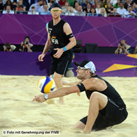 Olympiasieger Brink und Reckermann in Aktion Olympiasieger Brink und Reckermann in Aktion