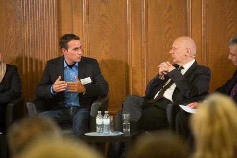 Sascha Kock und Matthias Horx bei der Podiumsdiskussion in Hamburg