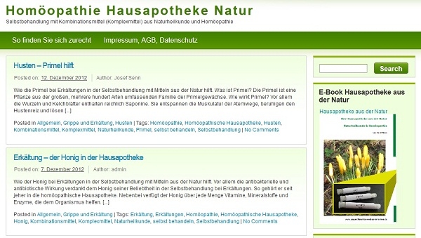 Hausmittel in Hausapotheke aus der Natur