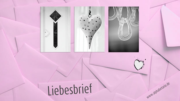 Liebe im Umschlag, I love you, mit modernen Buchstabenfotos von alphabetario.