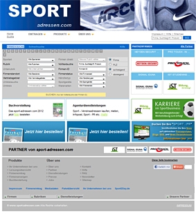 Sport Adressen Branchenbuch Titelseite