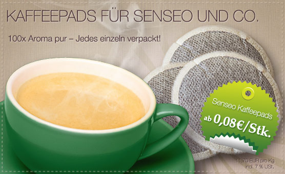 cobio.de jetzt im Sortiment die beliebten Kaffeepads für Senseo- u. Co.