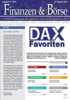 In der aktuellen Ausgabe des kostenfreien Börsenmagazins FINANZEN & BÖRSE stehen DAX-Aktien im Fokus In der aktuellen Ausgabe des kostenfreien Börsenmagazins FINANZEN & BÖRSE stehen DAX-Aktien im Fokus