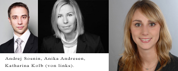 Andrej Sosnin, Anika Andresen, Katharina Kolb (von links).