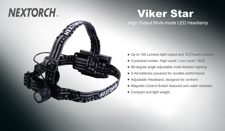 Stirnlampe Viker Star: Wasserdicht, leuchtstark, stoßfest, zuverlässig.