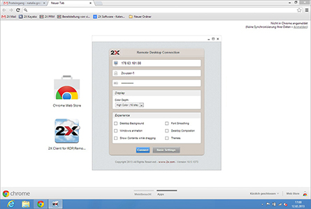 2X ermöglicht Chrome-Nutzern den Zugriff auf Windows Desktops. 2X ermöglicht Chrome-Nutzern den Zugriff auf Windows Desktops.