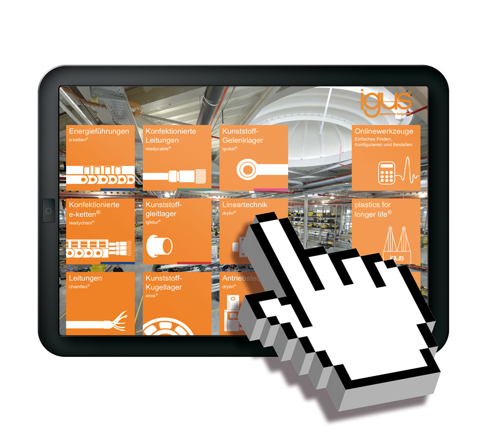 Die igus-WebGuideApp für Tablets: Schnell und intuitiv zum Produkt der Wahl Die igus-WebGuideApp für Tablets: Schnell und intuitiv zum Produkt der Wahl
