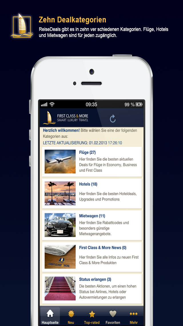 Die neue ReiseDeals App von First Class&More