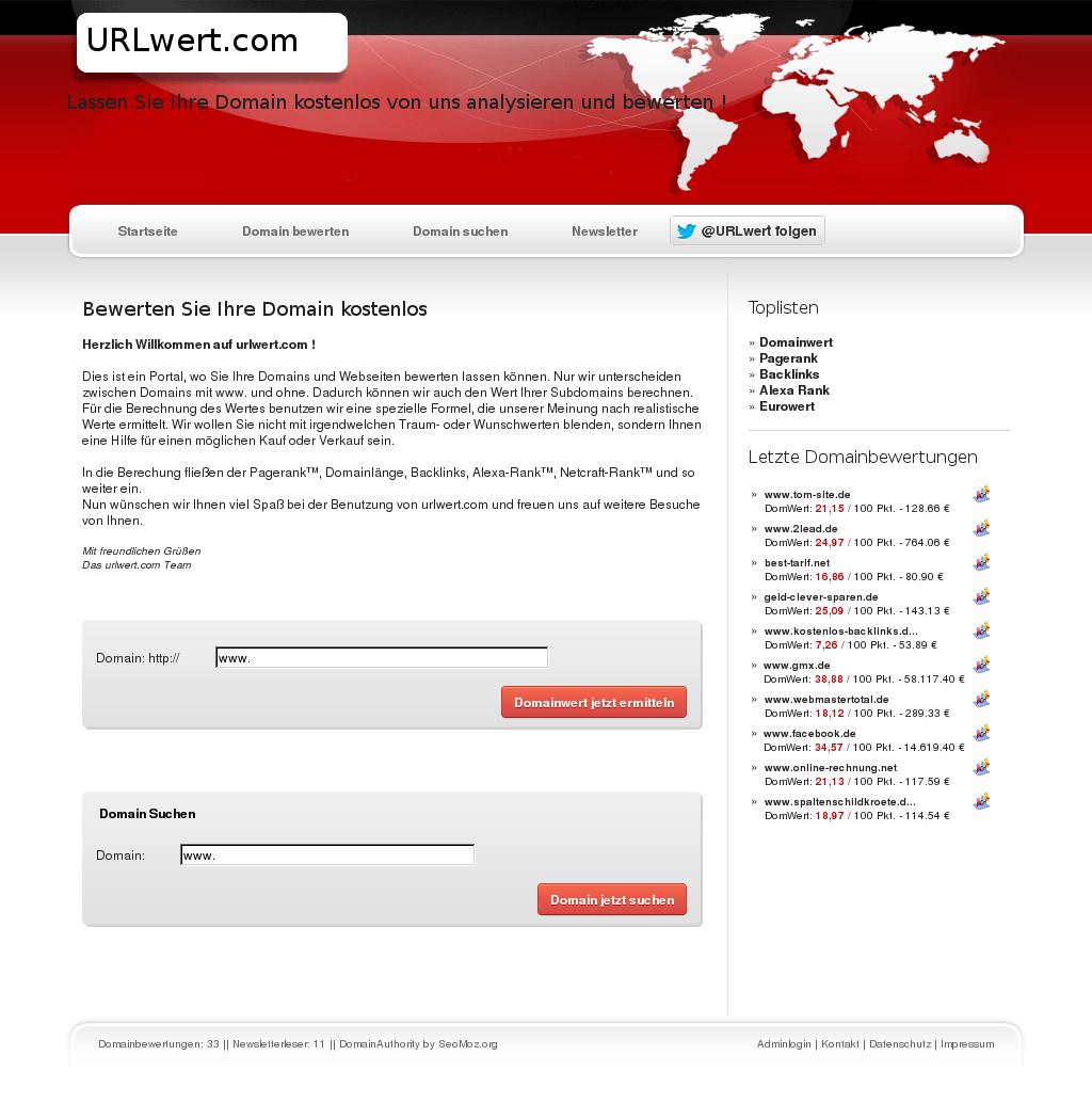 URLwert.com - Kostenlose Webseiten-Bewertung