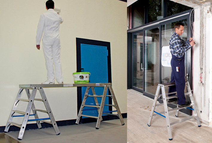Die neue KRAUSE-Aluminium-Stehleiter mit praktischer Doppel-Funktion kann als Leiter und als Arbeits Die neue KRAUSE-Aluminium-Stehleiter mit praktischer Doppel-Funktion kann als Leiter und als Arbeits
