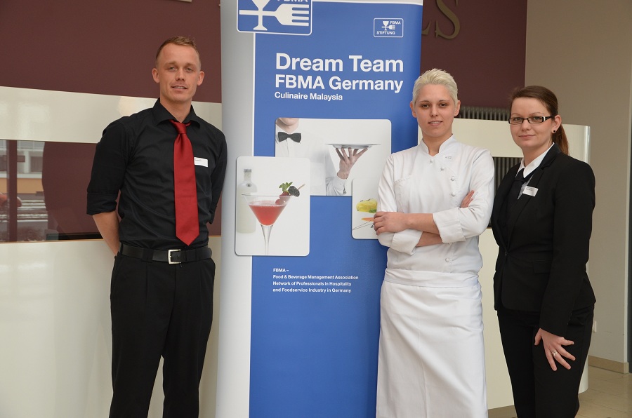 FBMA Dream Team 2013: Rico Bannow, Lisa Korth und Marina Ganz von der Hotelfachschule Hamburg