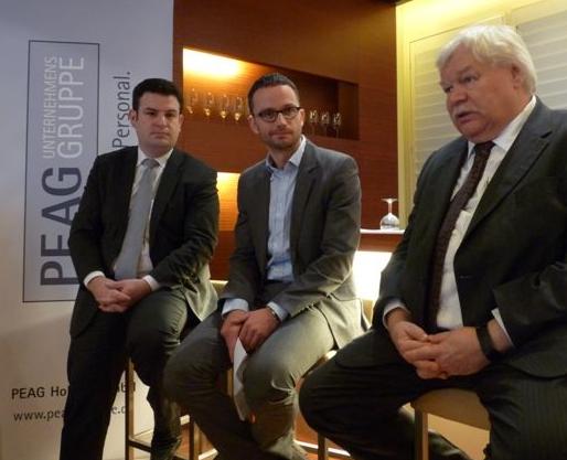 v.l.: Hubertus Heil, Dr. Thomas Vitzthum (Moderation) und Prof. Dr. Horst Hippler bei der PEAG Perso v.l.: Hubertus Heil, Dr. Thomas Vitzthum (Moderation) und Prof. Dr. Horst Hippler bei der PEAG Perso
