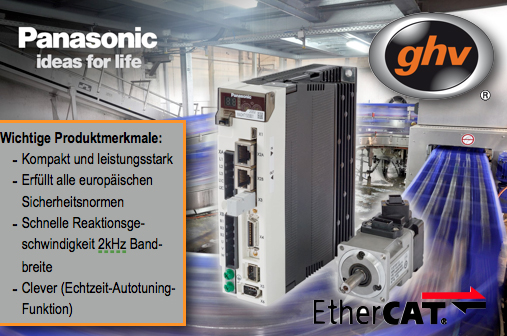 Panasonic und ghv Antriebstechnik mit EtherCAT bei A5B Baureihe